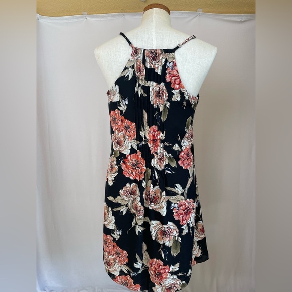 Sanctuary spring fling black and floral pleats spaghetti strap mini dress size L - Picture 5 of 7